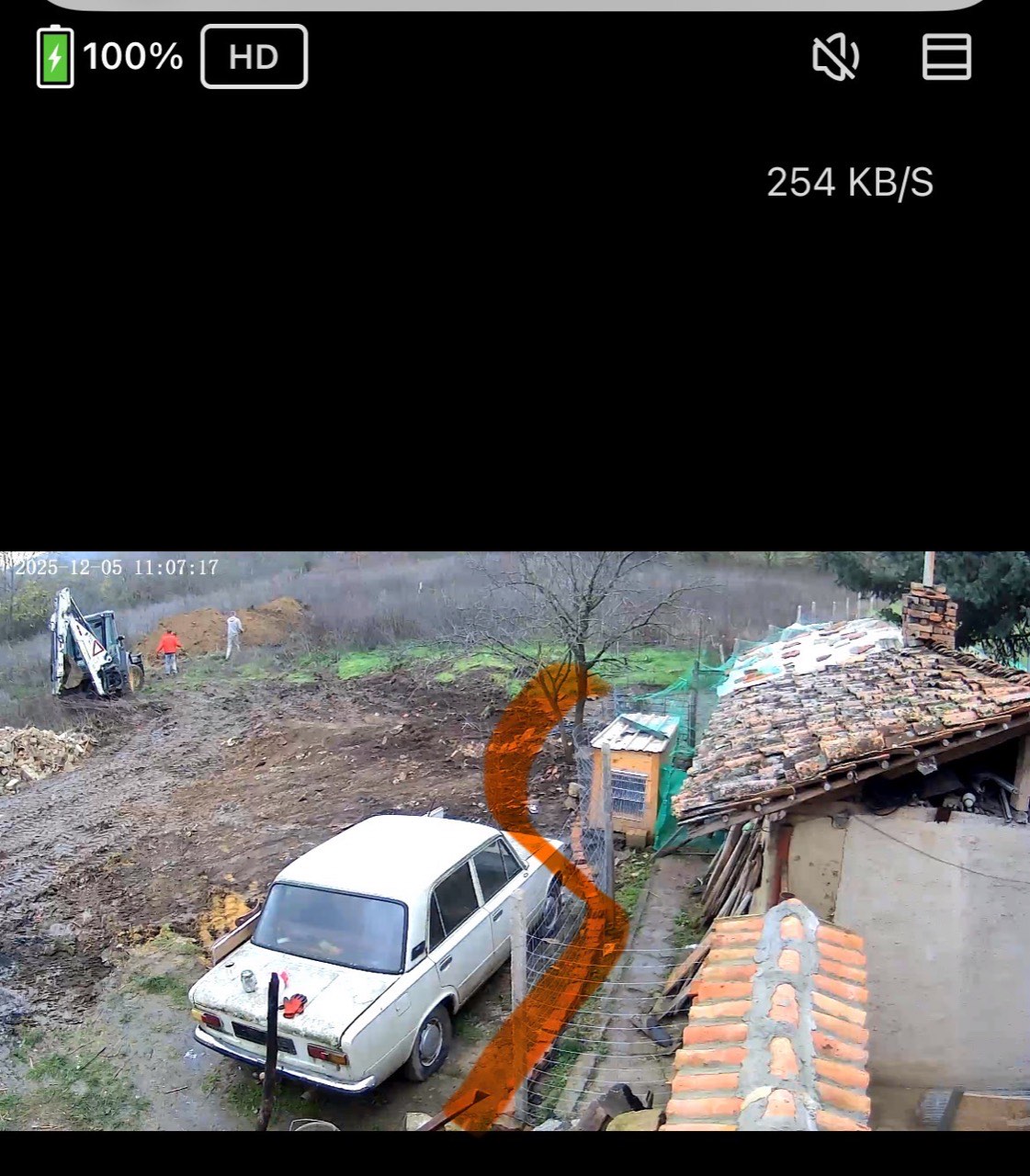 Excavator working on septic trench route at the Kiten KOIVU site